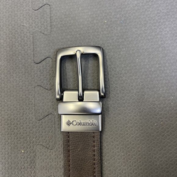 Columbia Men Brown/Black Reversible PebbledLeather Prong Buckle Dress Belt Sz34 - Picture 2 of 6